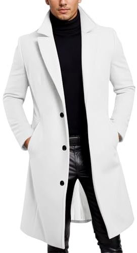 Generisch Trench Coat - Cappotto lungo da uomo, per attività all'aperto, business, colore nero, elegante, cappotto invernale, antivento, caldo, giacca invernale lunga, softshell