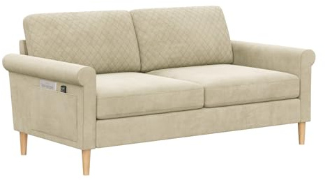 Vesgantti Fabric 2 Seater Sofa, 164cm Loveseat Sofa, Tool-free Assembly