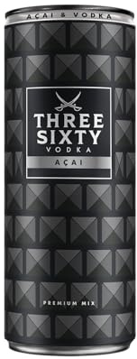 THREE SIXTY VODKA & ACAI | PREMIX 330ml | Vorgemixter Longdrink in der Dose to-go | Geschmack: Vodka & Açai | 10% vol. (Packung mit 6)