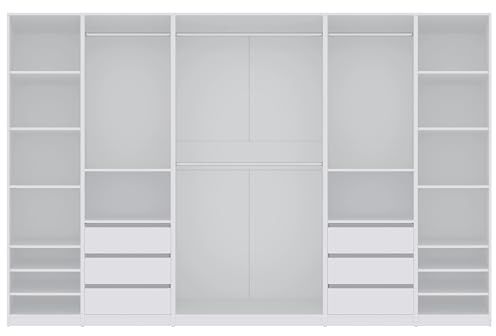 Marmex Meble Garderoben-Set TRES U/B offener Kleiderschrank mit 4 Kleiderstangen 6 Schubladen