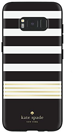 Kate Spade New York Hardshell Schutzhülle Case für Samsung Galaxy S8 - Streifen 2/Gold Folie/Schwarz/Creme