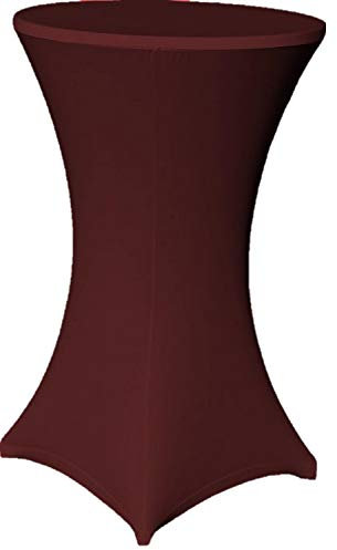 EXKLUSIV HEIMTEXTIL Stehtischhusse Stretch für Bistrotisch mit 4 Fußlaschen elastisch Ø 70-75x110-120 cm Bordeaux