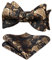 HISDERN Fliegen für Herren Gold/Schwarz Fliege mit Einstecktuch Set Klassische Paisley Selbstgebundene für Bräutigam Hochzeit Party Smoking