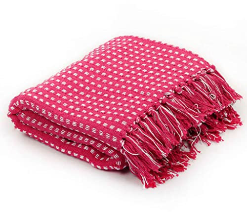 vidaXL Überwurf Baumwolle Kariert 125x150cm Rosa Tagesdecke Bettüberwurf Decke