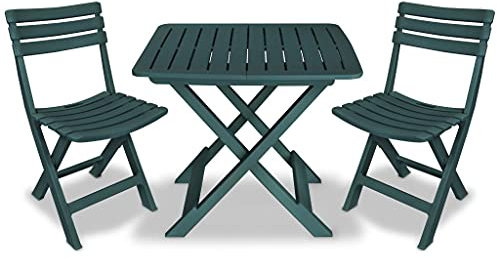 YITHOPI 3-TLG. Bistro-Set Klappbar Kunststoff Grün,Robuster Kunststoff Klappstuhl - anthrazit - Gartenstuhl Bistrostuhl Balkonstuhl Campingstuhl
