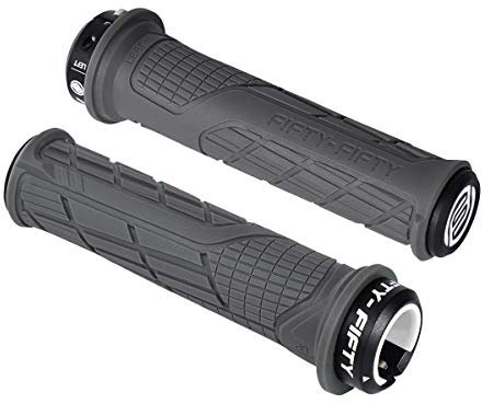 FIFTY-FIFTY MTB Griffe, Fahrradgriffe aus rutschfestem Gummi, Single Lock-on Fahrrad Griffe/Lenkergriffe MTB für Mountainbike, Enduro, Downhill, Trail, E-Bike (Grau)