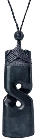 81stgeneration Anhänger Halskette Maori Toki Geschnitzte Schwarze Nephrit-Jade für Herren und Damen