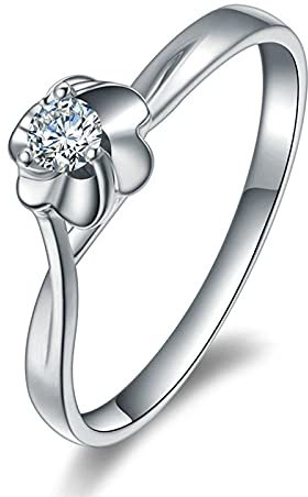 Beydodo Freundschaftsringe 950 Platin, Trauring Damen Blume Ring mit 0.098ct Diamant Ringe Gold Verlobungsring Größe 62 (19.7)