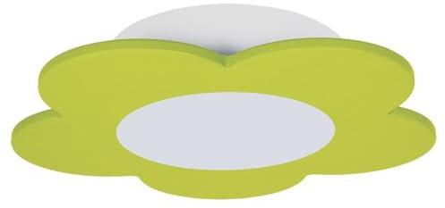 HELLUX Kinderzimmer Lampe Decke aus Holz | Deckenleuchten für Kinder mit Blumenform | Kinderlampe Decke 20x33x33cm für Babyzimmer | Lampe E27 (Grün)