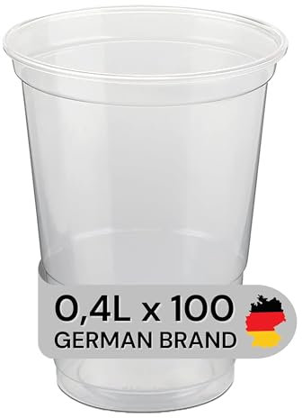 LogiPack GeRo Trinkbecher | Eichstrich 0,4l | Bierbecher Plastikbecher Einwegbecher aus Kunststoff PP (Polypropylen), Transparent klar | Ausschankbecher (100)