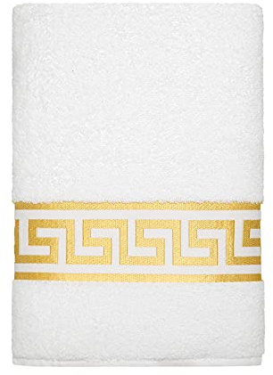 Belle Arti Premium Mäander Handtücher Duschtücher Gästetücher Flauschige Frottee Baumwolle (50 x 100 cm, Weiss)