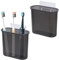 2 Packs Toothbrush Holder Wall Mounted, Toothbrush Organizer No Drilling Waterproof Electric Toothbrush Holder for Toothpaste Razor Makeup Brush for Shower Bathroom Kitchen(Black)