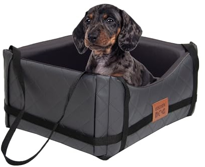 GoldenGroup Hundeautositz Kunstleder Hundesitz Hundebett Autokörbchen Hundedecke Hundekorb Transportbox Autositz Gesteppt für Rückbank Vordersitz M-55x45x25h