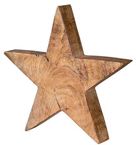 levandeo Stern Holzstern Mango 30cm Mangoholz Braun Natur Dekoration Tischdeko Holzdeko Unikat