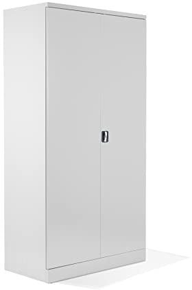 Schrank & Stuhl XXL Werkzeugschrank – Werkstattschrank/Stahlschrank mit 4 höhenverstellbaren, vollverzinkten Fachböden, 195x92x60, Weiß
