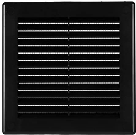 AirTech-UK Air Vent Grille Wall Ducting Plastic Cover Ventilation White Black and Brown Variety of Sizes with Fly Screen/Mesh (300 x 300 mm, Black)