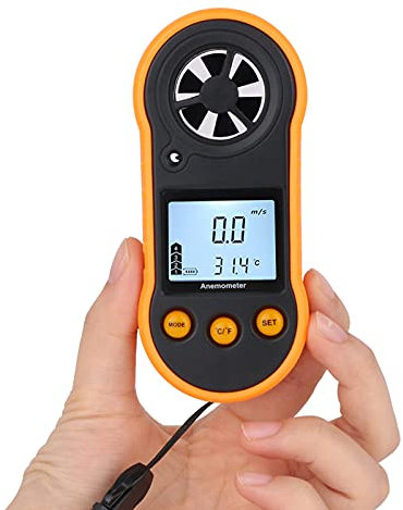 BOROCO RZ818 Digitales Windgeschwindigkeits-Anemometer Hand-Anemometer Windgeschwindigkeitsmesser Thermometer Windmesser Luftstrommesser für Windchill-Geschwindigkeit