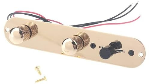 Guitar Control Plate with 3 Way Switch and Prewired Screws Output Jack for Fender Tele/Telecaster Gibson Sg Electric Guitar Parts Replacement, Golden
