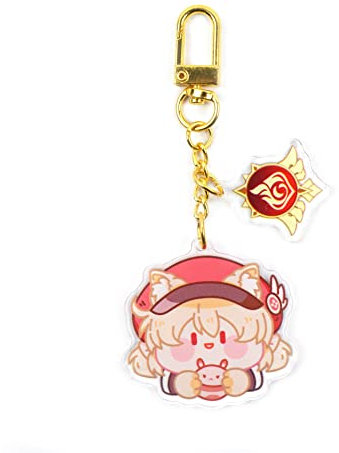 嘉信誉 Genshin Impact Keychains Halloween Characters Epoxy Keychains Hu Tao Zhongli Klee Xiao Venti Halloween Keychain (Color:Klee)
