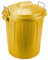 Tradineur - Cubo de Basura de plástico, Tapa y Asas metálicas, contenedor de residuos, Papelera, Reciclaje, Industrial, Fabricado en España (Amarillo, 51 litros)