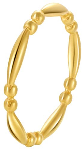 JewelryWe Schmuck Damen-Ring Edelstahl Elegant Einfach Schmal Ring Minimalistisch Kordelring Vorsteckring Dünn Stapelring Gold Geschenk Größe 52