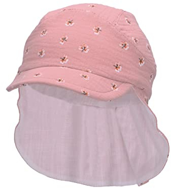 Sterntaler Baby Mädchen Schirmmütze Baby Schirmmütze Nackenschutz Blumen - Schirmmütze Baby, Baby Mützen - aus Baumwolle - zartrosa, 45