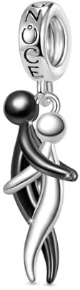 GNOCE Charm Anhänger Lover umarmt romantischen Charms 925 Sterling Silber Schmuck Geschenk für Mädchen Frau Tochter passende Armbänder/Halskette