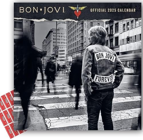 Bon Jovi Calendar 2025 Square Wall Hanging Calendar with Free Organisational Stickers Included