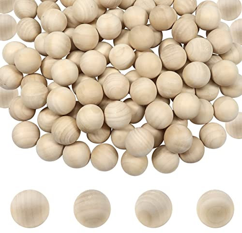 TOAOB 100 Stück Holzkugeln Ohne Loch 14mm Runde Natürliche Lose Spacer Perlen Unlackiert Naturholz Holzperlen Bastelperlen für DIY Schmuck Herstellung zum Basteln