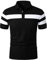 HOOD CREW Men’s Short Sleeve Polo Shirt Striped Casual Tops Contrasting Colors T-Shirt Black