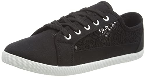 Generation-Plus+® Women's Canvas Plimsolls Soft Lightweight Lace Embroidered Sneaker Shoes - Ladies Summer Beach Pumps Fashion Trainers Casual Flat Shoes