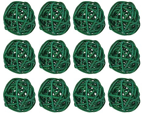 sourcing map 20 Stück Rattan Deko Dekokugel Rattankugeln, 3 mm Korbweide Rattan Kugeln Wicker Ball Wellensittich Spielzeug Vogelspielzeug für Vasenfüller Hochzeit, Grasgrün