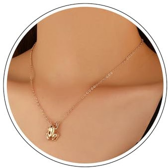 Wendalern Süße Goldene Frosch Halskette Lustige Cartoon Frosch Anhänger Halskette Vintage Frosch Tier Schlüsselbein Halskette Goldkette Frosch Aussage Halskette Schmuck Für Frauen Männer Kinder