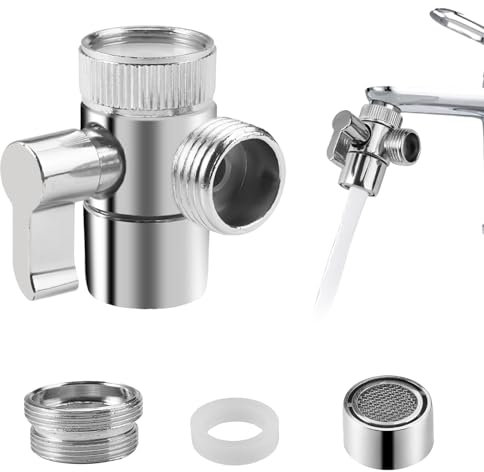 3 Vie Adattatore Rubinetto, Deviatore Doccia con Adattatore M22 a M24, Valvola Deviatrice Interruttore, Valvola Separatore Lega di Zinco, Ricambio per Rubinetto, per Lavandino Della Cucina o del Bagno