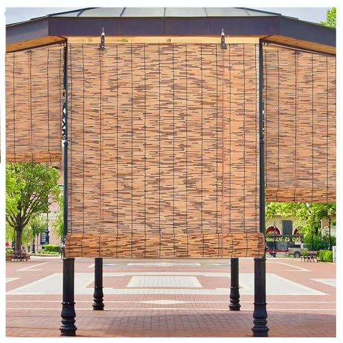 Bambusrollo Rollo Bambus Retro Schilf Vorhang, Bambus Raffrollo Sonnenschutz Sichtschutz Rollo,Verkohlung Seitenzugrollo Vorhang, für Türen Fenster Terrasse,Anpassbar,130x285cm/51.2x112.2in(WxH)