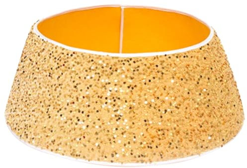 Gonna dell'albero di Natale 24 pollici rotondo dell'albero di Natale collare oro glitter albero di natalizio della gonna di fissaggio del nastro dell'albero di Natale anello decorativo per ornam