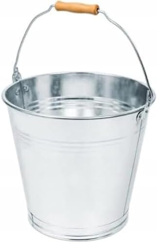 Zinkeimer mit Holzgriff 12l,15l Metalleimer Blecheimer verzinkt Eimer Garteneimer Ascheeimer Wassereimer Silber Verschiedene Größen für Bauarbeiten (15l)