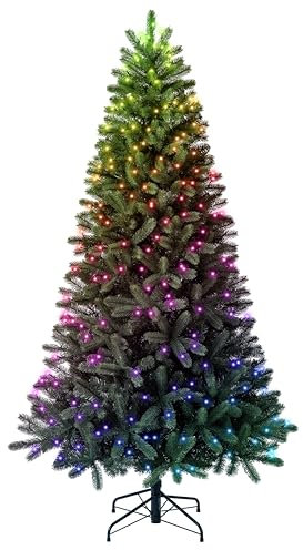 Twinkly Pre-Lit Regal Tree - Árbol de Navidad Artificial LED Control por App con 540 LED RGB (16 Millones de Colores) - Decoración Navideña Inteligente para Interior - Verde, 2.1m