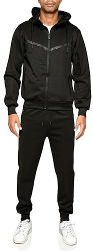 C-iN-C Herren Jogginganzug Ornament Design Barockmuster Sportanzug für Männer Trainingsanzug Laufanzug Modell11238 (DE/NL/SE/PL, Alphanumerisch, S, Regular, Regular, Schwarz)