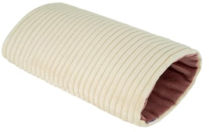 beties HYggelig No.2 Samt Block Cord Handmuff ca. 22x30 cm trendiger weicher Handwärmer (kreidebeige-altrosa)