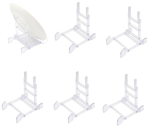 XSEXO Clear Plastic Display Stand, Large Size Adjustable Acrylic Easel for Plates, Mobile Phones, Books, Photos - Multifunctional Holder (6 Pcs)