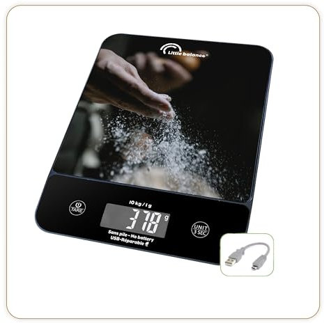 LITTLE BALANCE 8707 Happy Genius 10 Pâtisserie, Balance de cuisine sans pile, rechargeable USB-C, Réparable, 10 kg, Pâtisserie