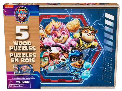 Paw Patrol 5-Pack Wood Puzzle - Join Chase, Marshall, and The Gang in Adventure