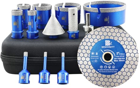 BRSCHNITT Punte Diamantate Gres Porcellanato - 6/6/8/20/25/35/50/68/110mm frese diamantate, 20mm Fresa, 50mm Punte Smusso,125mm Disco,per Porcellana Piastrelle Ceramica Marmo Granito