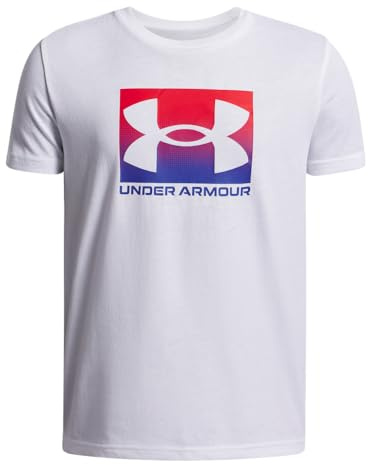 Under Armour Boys' Boxed Sports Update Short Sleeve, Super-Soft Boys' T-Shirt for Athletics and Casual Wear, Quick-Drying Sports T-Shirt for Kids,White / / Royal,YMD