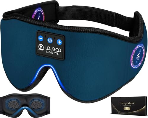 Schlafmaske, Seitenschläfer, Schlafmaske mit Kopfhörer Bluetooth 3D, 100% Lichtundurchlässige Augenmaske Ultrasofte Schlafkopfhörer für Reisen, Nickerchen, Yoga, Meditation für Frauen Herren (Cyan)