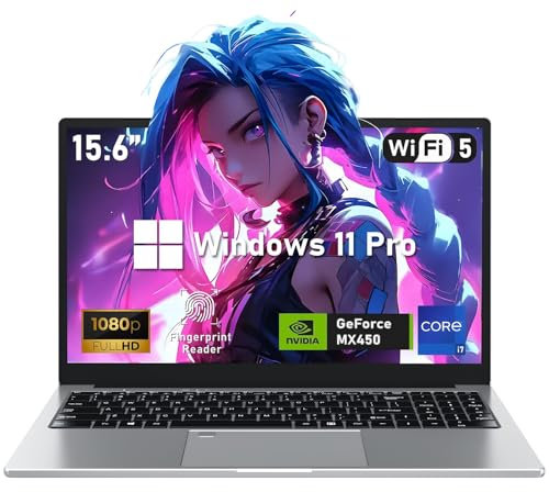 NIAKUN 15.6 Inch Gaming Laptop Notebook, GeForce MX450 graphics 32GB RAM 1TB SSD Student Computer Gamer Backlit Keyboard, i7-1195G7 Processor(up to 5Ghz), 5000mAh/57.75Wh, Type-C, RJ45/1000Mbps