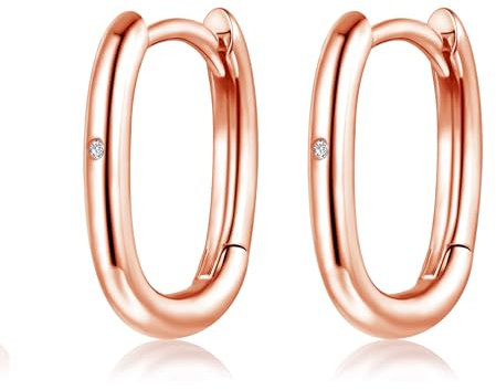 Glintara Creolen Silber 925 Klein, 925 Sterling Silber Oval Creolen Ohrringe mit Zirkon, Hypoallergen Ohrringe Silber Kreolen, Klassisch Ohrring Kreolen, Schlafen Knorpel Ohrring für Damen Mädchen