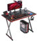 CubiCubi Gaming Tisch 80 x 50 cm, Gaming Schreibtisch, PC Tisch mit Kopfhörerhaken und Kohlefaserbeschichtung, Ergonomischer Computertisch, Metallgestell, Kohlefaser Schwarz