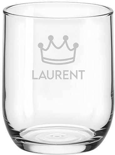 KDO MAGIC - Verre Personnalisé Gravé avec Prénom - Verre à eau Personnalisable - Idée Cadeau Original pour homme, femme, enfant - Anniversaire, Fête, Occasions Spéciales (Modèle Couronne)